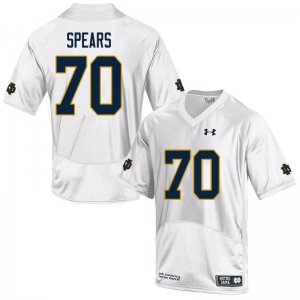 Notre Dame Fighting Irish Men's Hunter Spears #70 White Under Armour Authentic Stitched College NCAA Football Jersey JCK8199TS